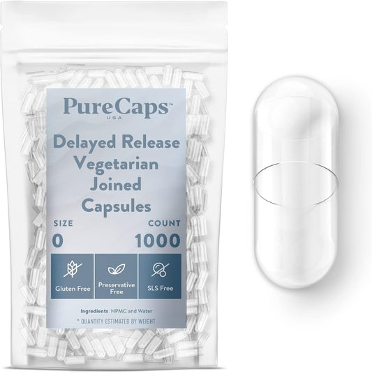 PureCaps USA empty size 0 vegetarian capsules pack front view