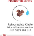 Nutritional benefits panel on the back of Royal Canin Mother and Babycat queen dry food bag.