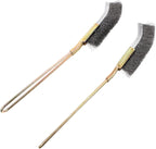 Angoily bird cage cleaning brush front view with long handle and wire bristles