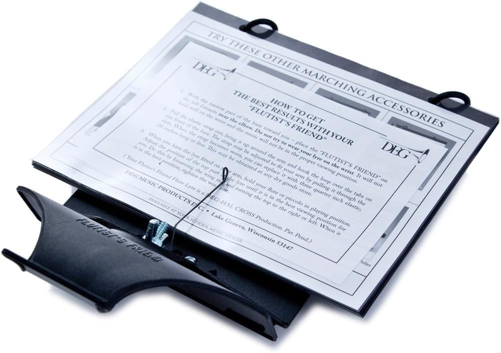Playmusic123 flute and piccolo wrist lyre highlighting the adjustable arm straps and secure fastening mechanism.
