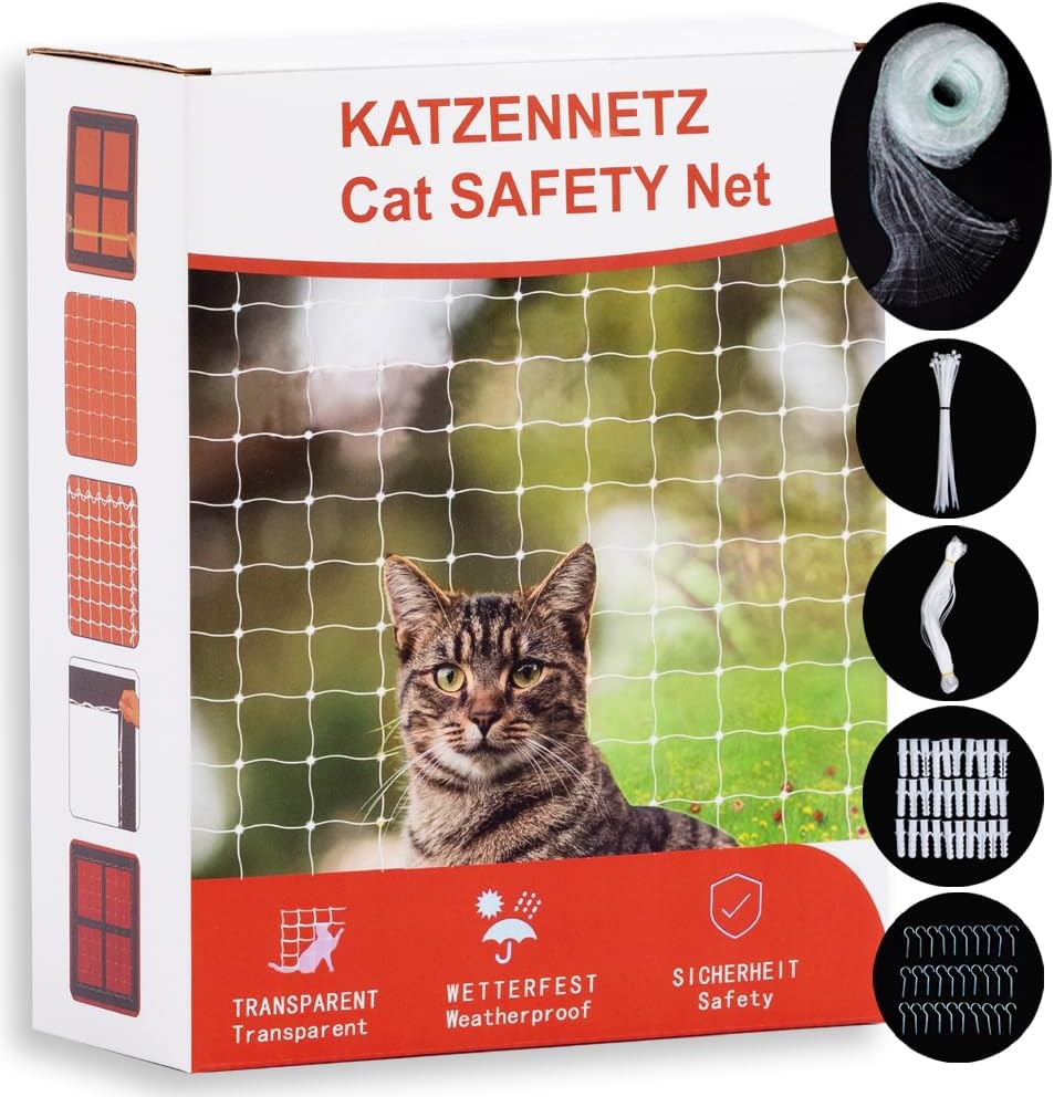 Cat Net Balcony Net Tear Resistant Transparent,High-Strength and Sturdy Staircase Railing Net,Anti Bird Net,Pet Safety Net (10x20ft,Color:Transparent) - Image 1