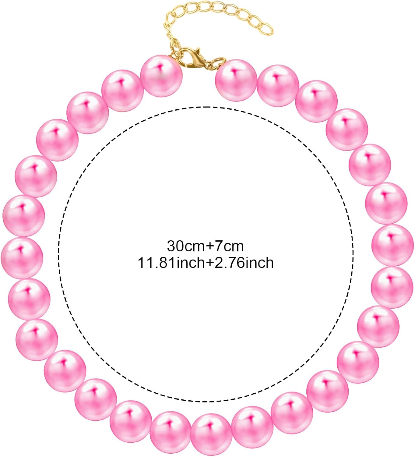 Ymapinc pink pearl dog necklace close up showing adjustable zinc alloy extension chain