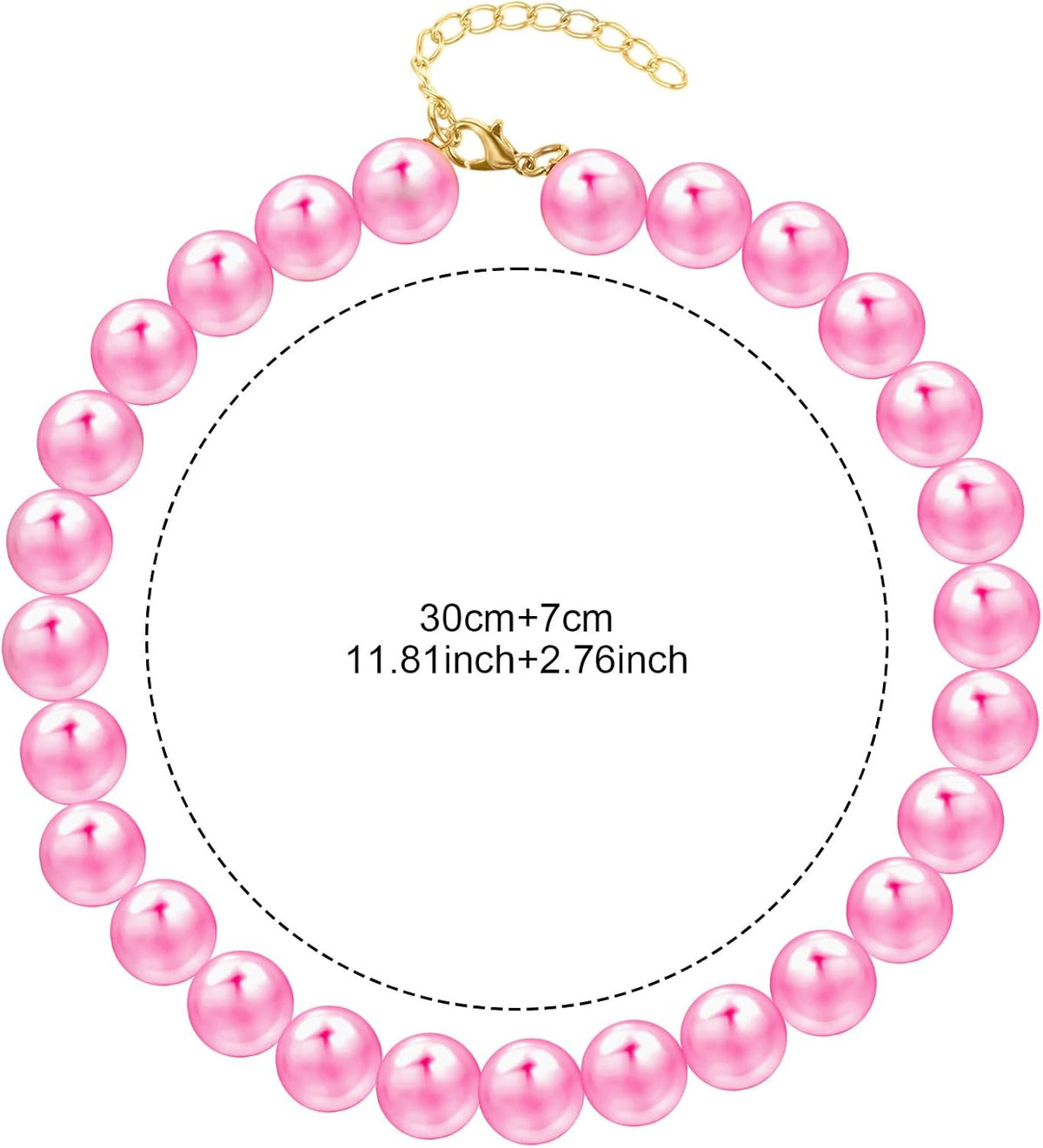 Ymapinc pink pearl dog necklace close up showing adjustable zinc alloy extension chain