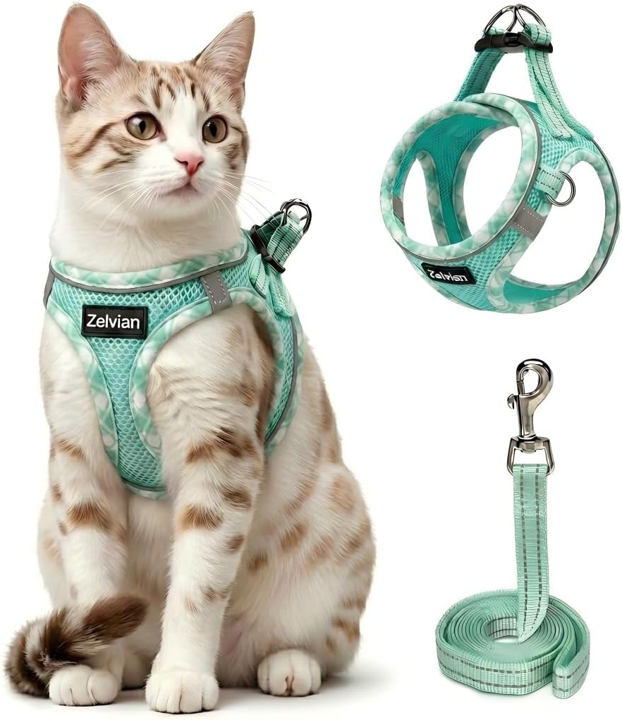 Escape Proof Cat Harness and Leash, Adjustable Vest, Beige, S | Soft Reflective Mesh with Dual D-Rings, Step-In Fit, Quick Buckle and 5 ft Leash for Outdoor Walks, Training and Vet Visits - Image 11