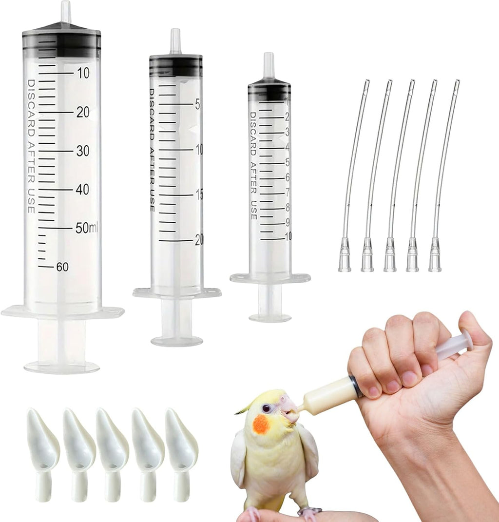 Baby Bird Feeding Syringe Set, Pet Parrot Milk Feeding Syringe with Tubes, Parrot Feeding Tubes Measuring Tools for Feeding Pets Scientific Industrial Labs... (10ml+10ml+20ml+60ml) - Image 7