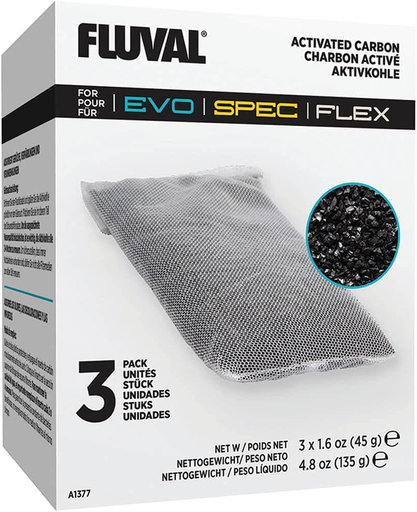 Fluval activated carbon filter media three pack front packaging view