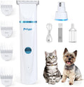 Petygo 2-in-1 pet grooming kit front view showing the white cordless trimmer tool.