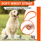 Loutep long line PVC recall leash black padded handle close up view