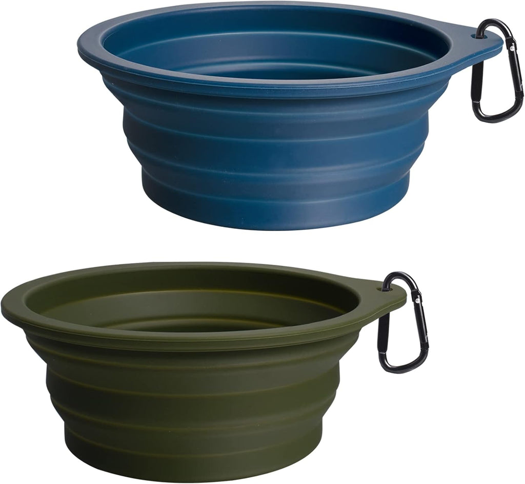 PetBonus 2-Pack Silicone Collapsible Dog Bowls, BPA Free Dishwasher Safe, Portable Foldable Expandable Travel Bowl, Food Water Feeding Cup Dish for Dogs Cats with 2 Carabiners (Turquoise, Tan) - Image 15
