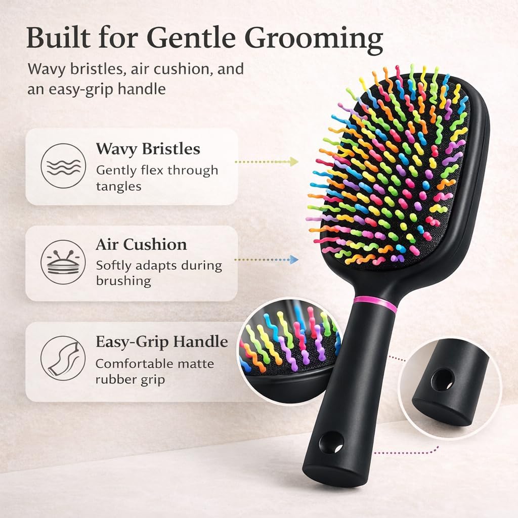 Adkoat two piece pet brush set showing the flexible air cushion and protective ball tips.