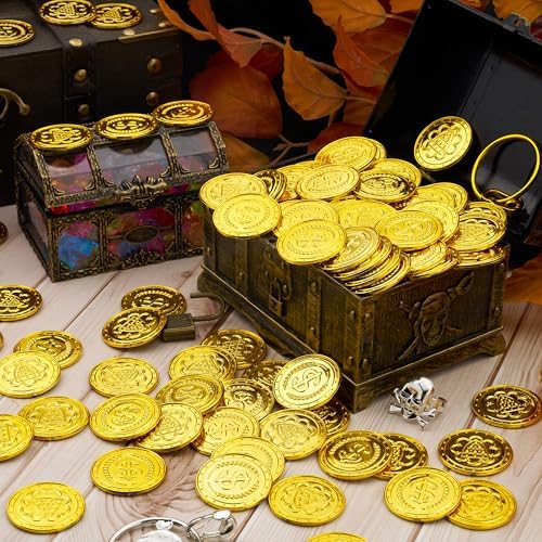 One hundred pieces of JOYIN plastic gold coins arranged neatly for game supplies