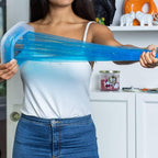 The full fifteen pack bundle of blue cat litter replacement bags arranged with the cartridge