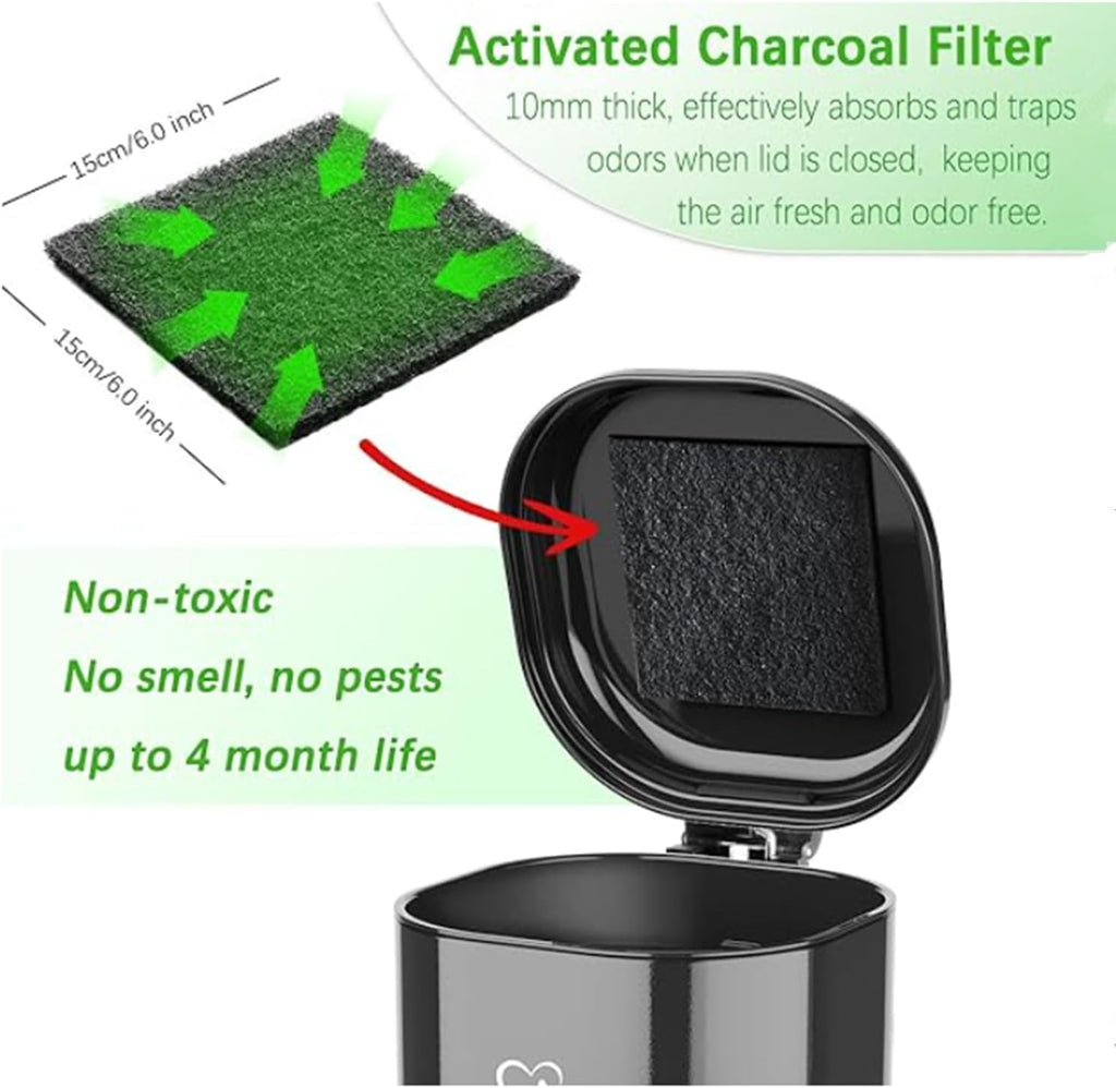 MiOYOOW universal cut to fit charcoal odor filter sheets being applied to a bin.