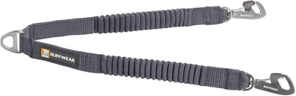 Ruffwear Double Track Coupler front view showing basalt gray shock absorbing webbing.