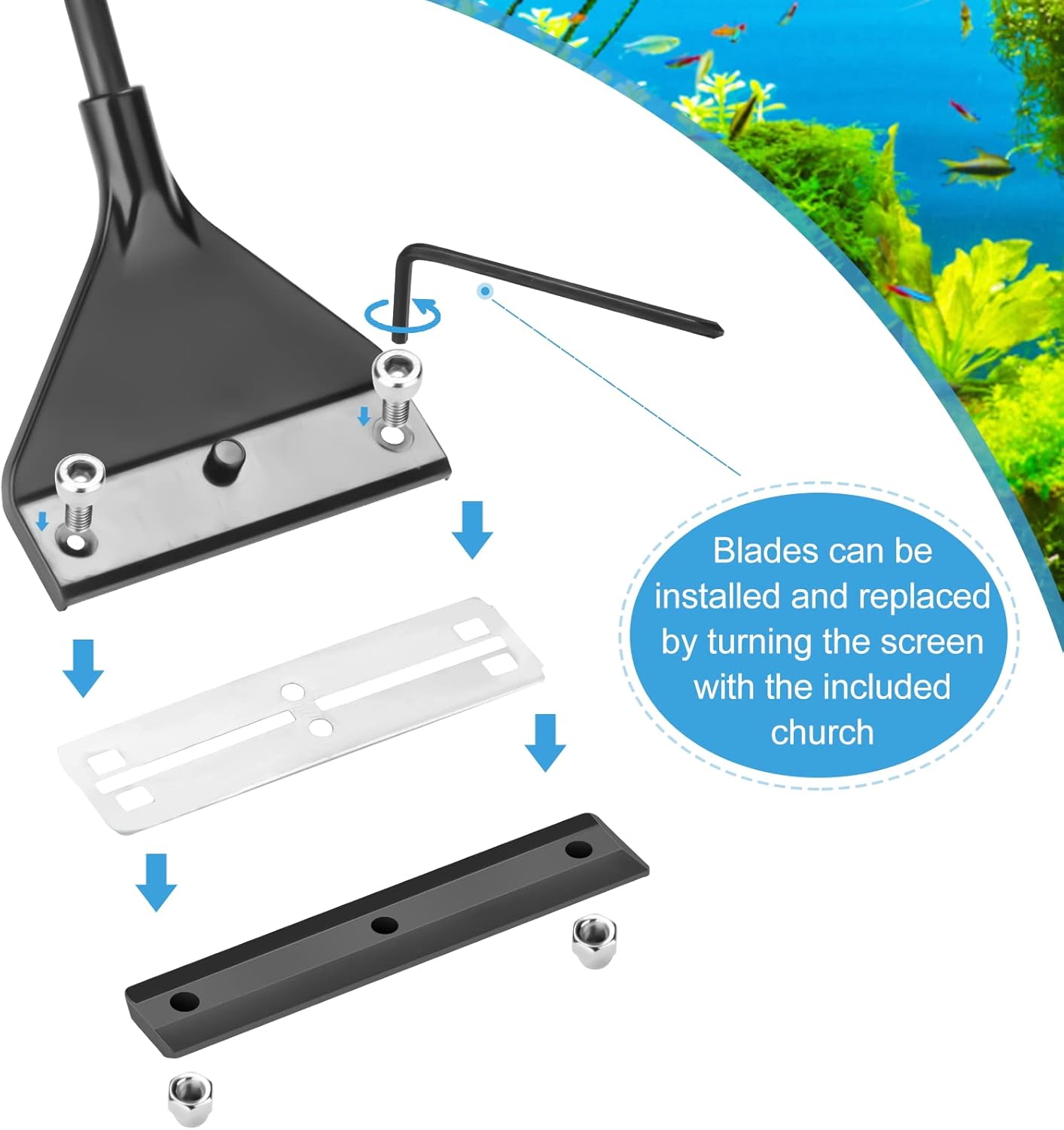 Scraper tool showing the two screw mechanism for quick blade replacement.