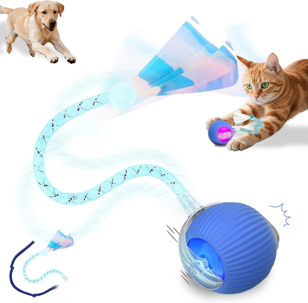 2PCS Interactive Cat Toys Smart Ball for Cats and Dogs, 360 degrees Automatic Rolling Chase, 2 Rapid-Action Tails, Designed for Indoor pet Exercise, Boredom Relief, and Fun Chase Play.RedBlue - Image 10