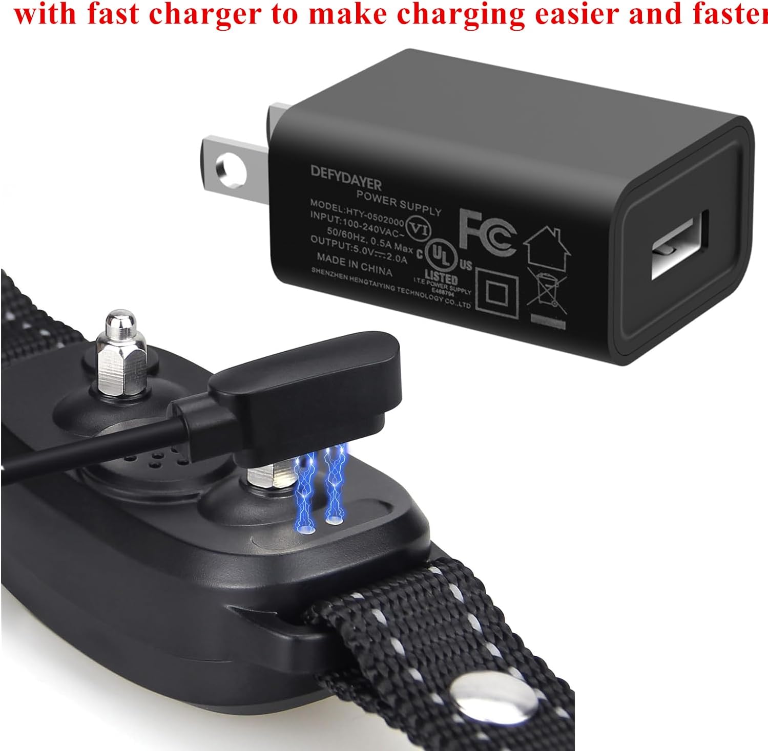 Close up of the magnetic 2 pin charger head for Fafafrog S1
