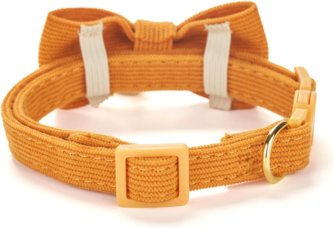 Smooth stitching safety details on comfortable corduroy small puppy collar