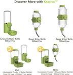 Green accent twenty four ounce pet water bottle being disassembled for thorough cleaning.