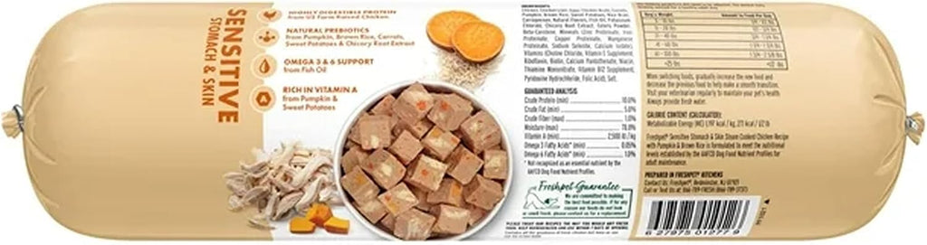 Healthy turkey and rice dog food roll ingredients label view