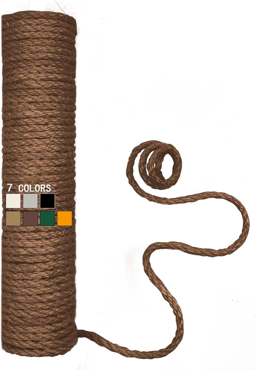 Natural Sisal Rope for Cat Scratcher, 1/4 Inch 32FT Sisal Rope for Cat Scratching Post Repair Replacement, Multi Color Cat Scratch Tree Rope Replacement, Solid Black - Image 12
