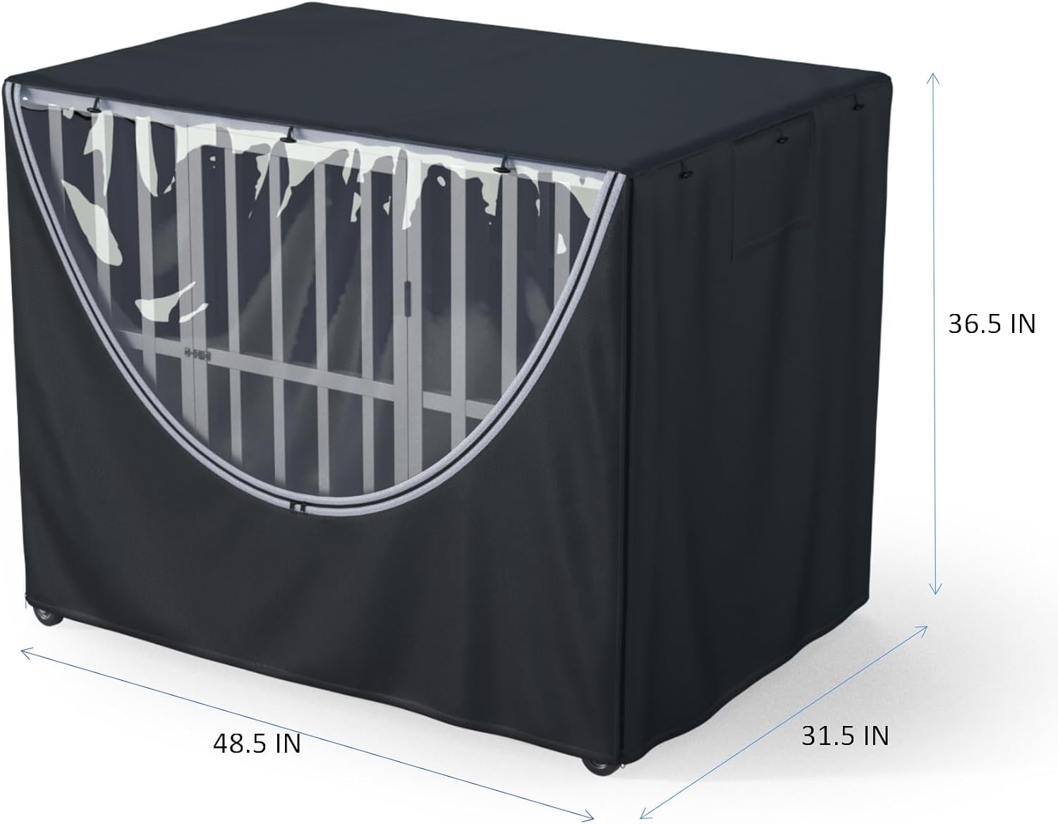 MDHAO black waterproof dog cage enclosure showing side clear interactive window panel