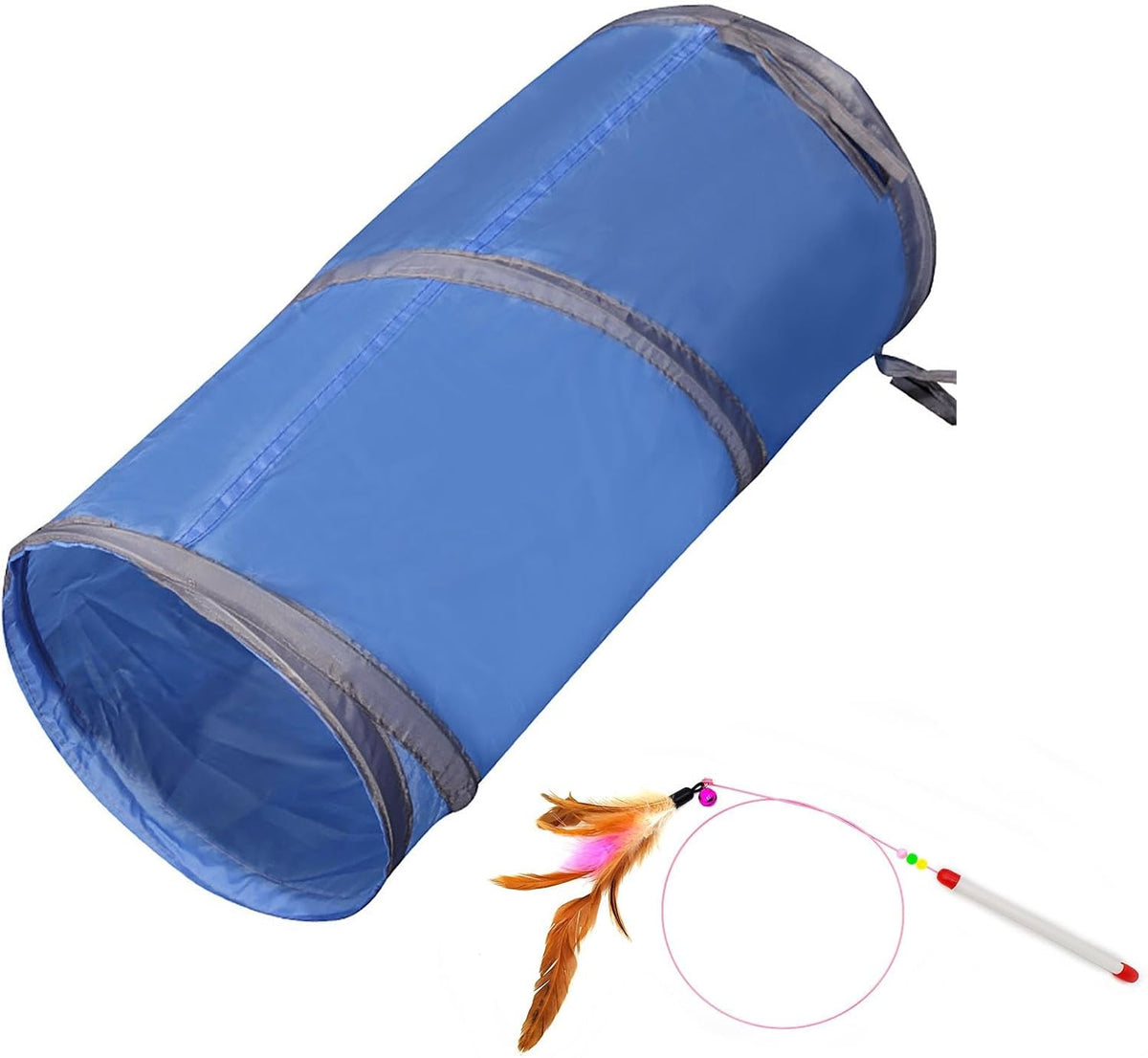iCAGY Cat Tunnel for Indoor Cats Interactive, Rabbit Tunnel Toys, Pet Toys Play Tunnels for Cats Kittens Rabbits Puppies Crinkle Pop Up Sky Blue 20" - Image 9