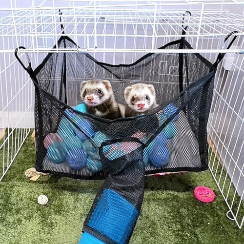 Kathson guinea pig hideout tunnel hammock showing secure corner metal attachment clips.