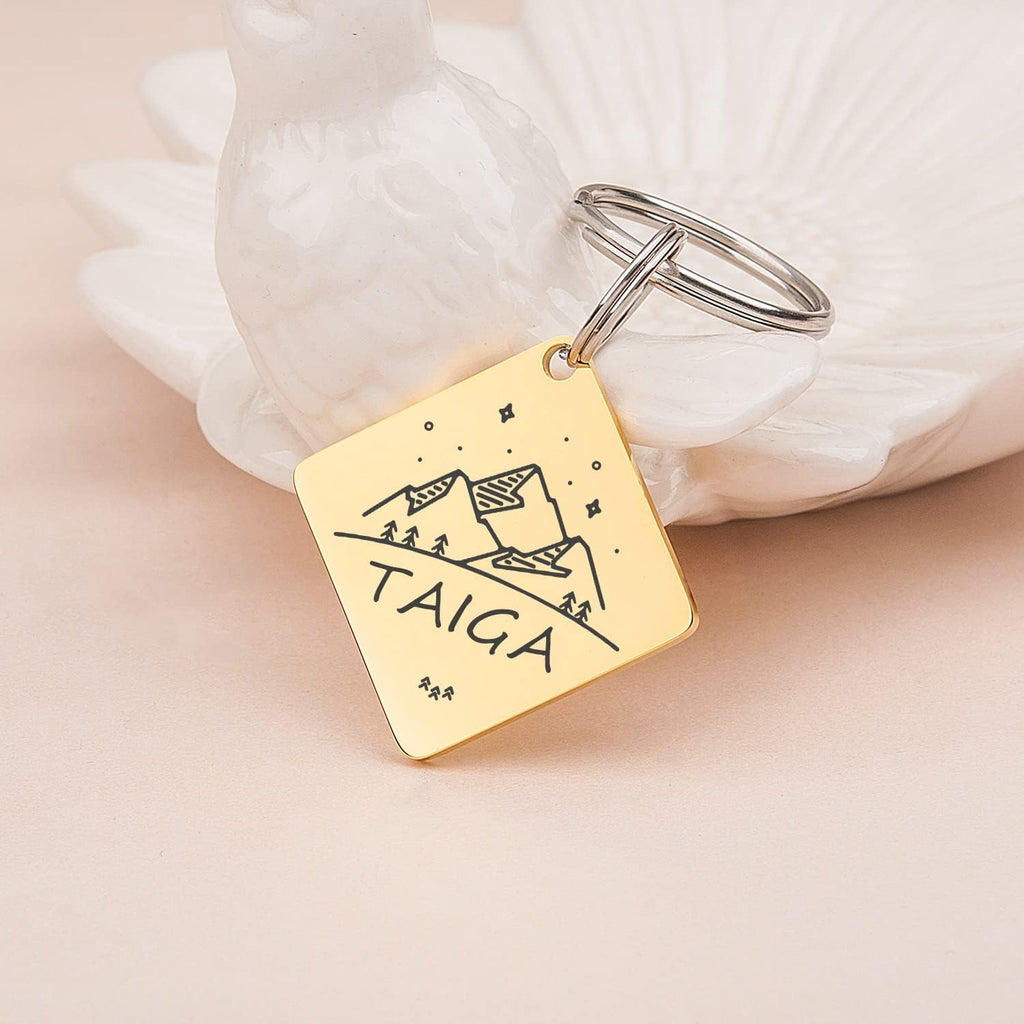 Anavia Outdoor Theme Pet ID Tags, Wilderness Mountain Sea, Diamond Shape Personalized Dog Name Tag Cat Tag, Glossy Stainless Steel Gold Plated Dog Collar Tag (Medium, Silver) - Image 9