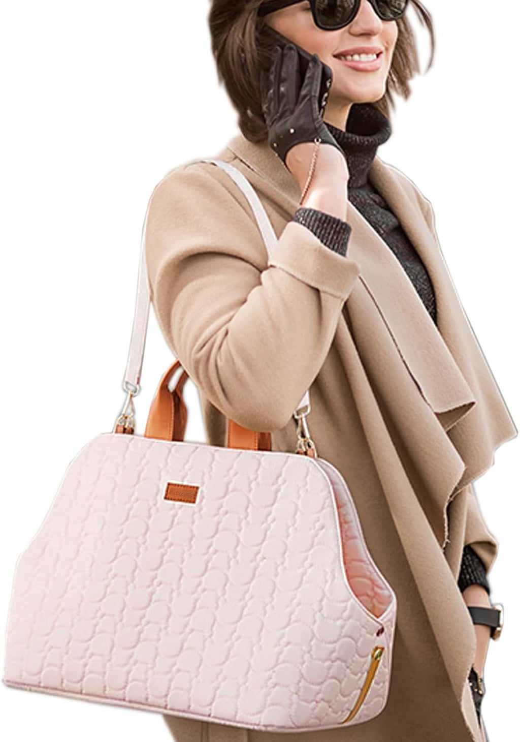Side profile of Patazone puppy purse showing breathable mesh window.
