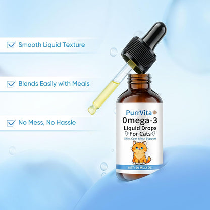 Back label detailing instructions and active ingredients of the feline wellness drops.