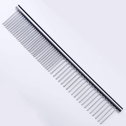 Ergonomic stainless steel grooming tool for pet hair