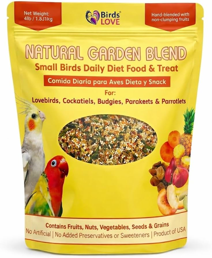 Birds LOVE Natural Garden Blend Conure Food, Sunflower Free Bird Seed Mix with Fruits, Nuts, Vegetables and Seeds, All Natural Daily Diet and Treat, 2 lb - Image 9