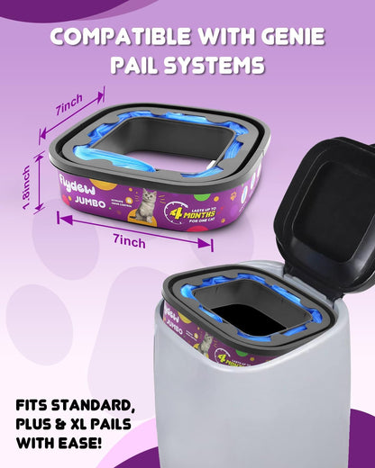 Flydew pet genie refill cartridge installation process illustration.
