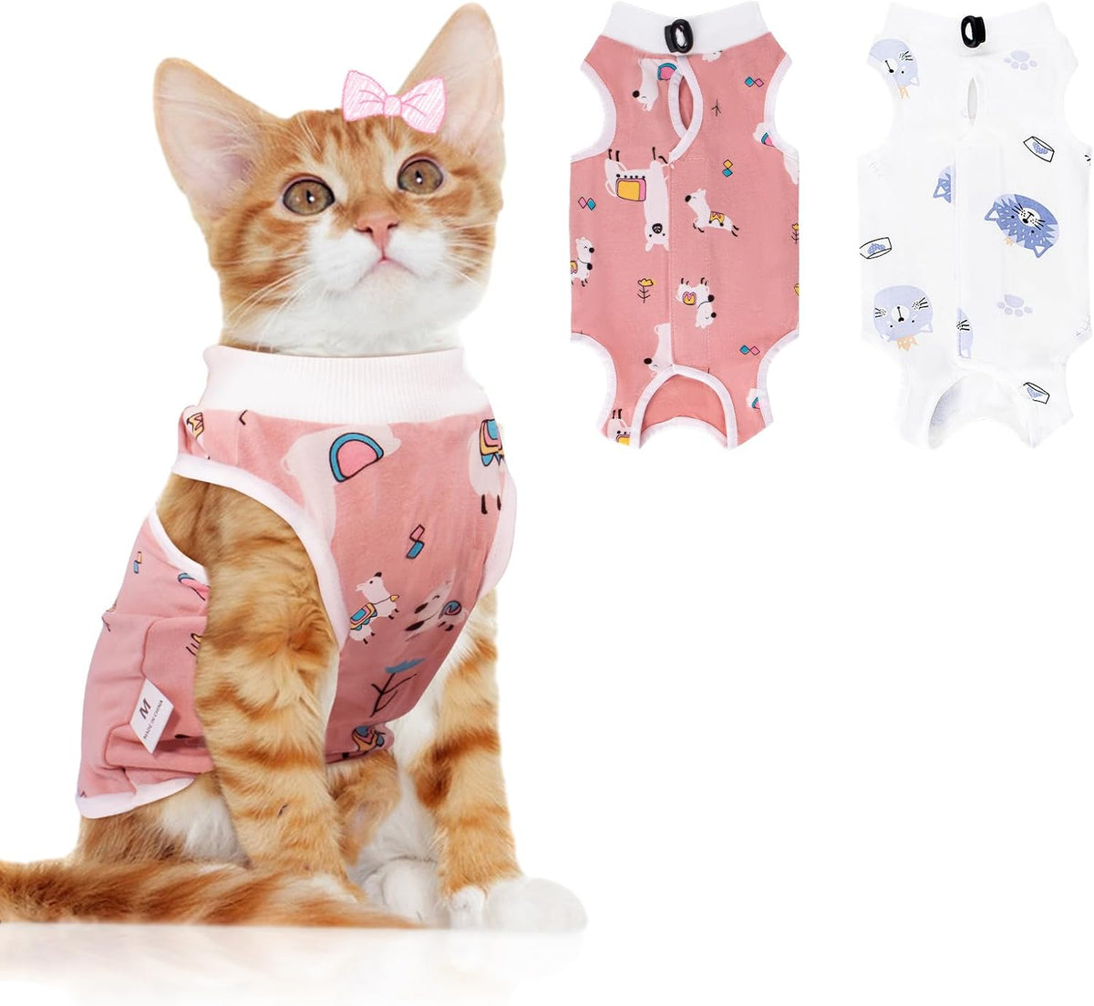 Coppthinktu 2 PCS Cat Recovery Suit for Spay Abdominal Wounds Cat Onesie for Cats After Surgery Recovery Suit Female Breathable E-Collar Alternative Kitten Onesie Anti Licking Small - Image 12