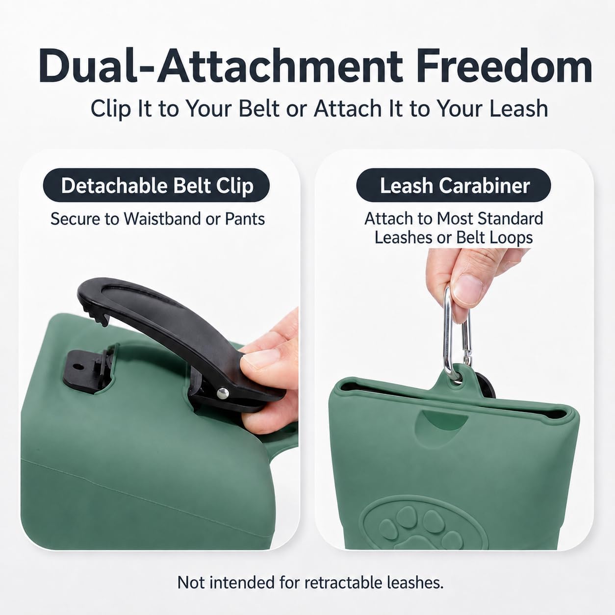 Zbborq dog treat bag attached to leash carabiner