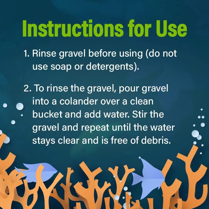 Back view of 5 pound Glofish gravel bag showing usage instructions