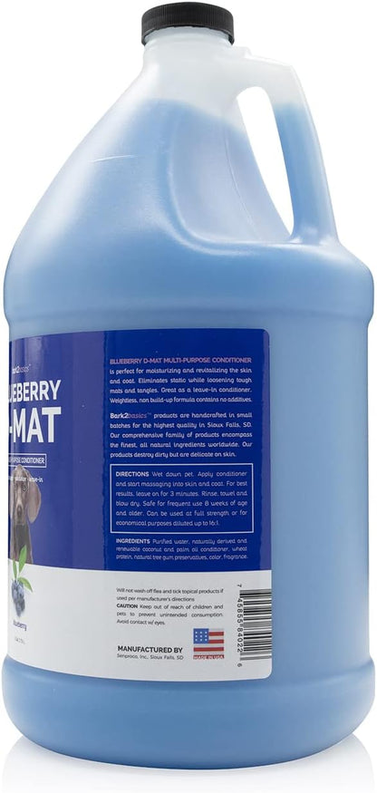 Bark2Basics professional pet detangler conditioner showing product label details and dilution instructions