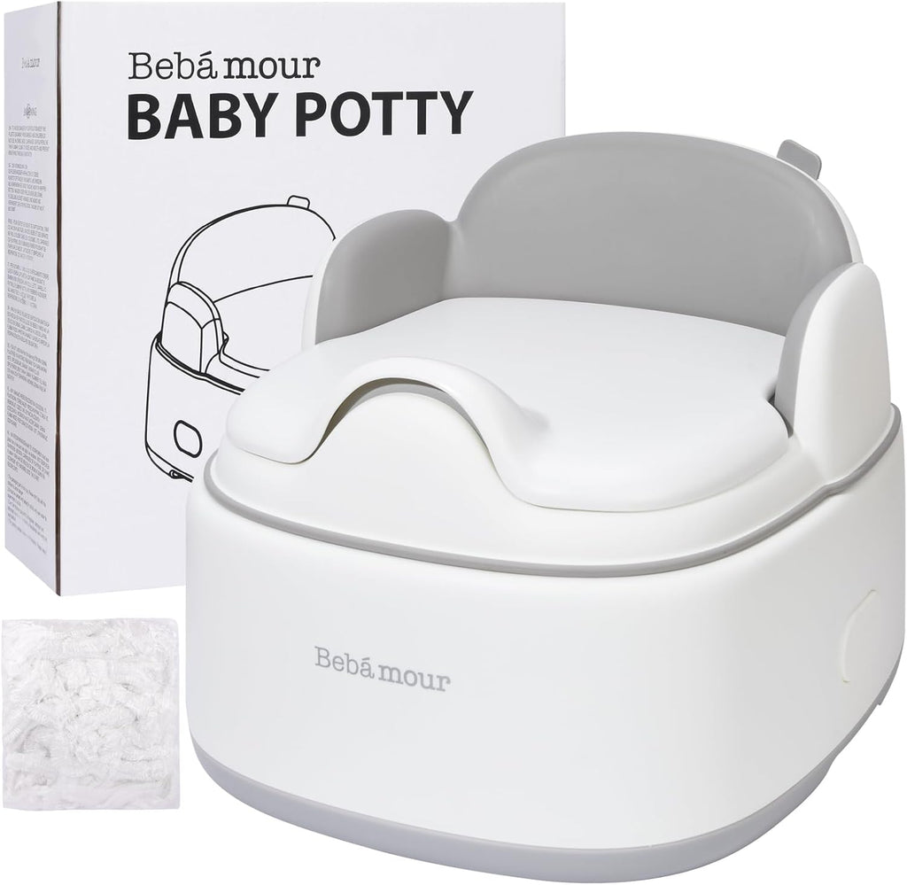 Bebamour 3-in-1 potty training toilet front view in grey