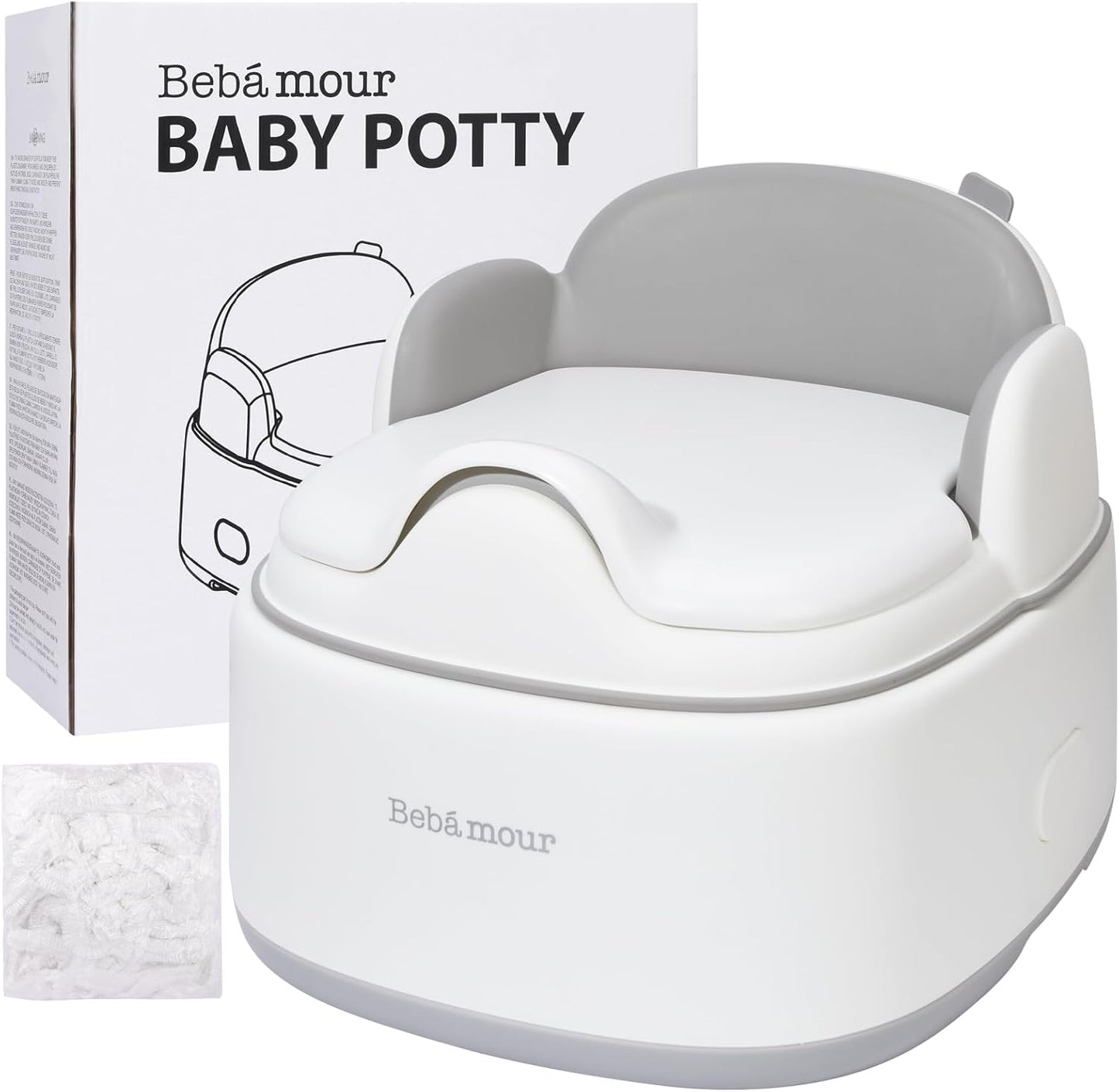 Bebamour 3-in-1 potty training toilet front view in grey