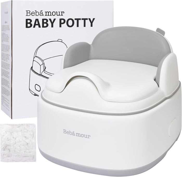 Bebamour 3-in-1 potty training toilet front view in grey