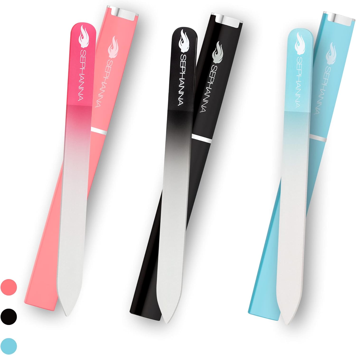Sephanna premium crystal glass nail files pack of three front view