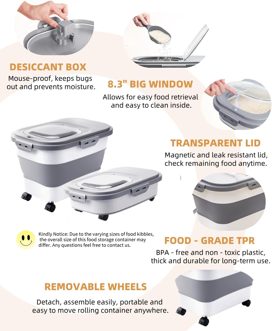 Ddmommy pet food storage container expanded for daily use