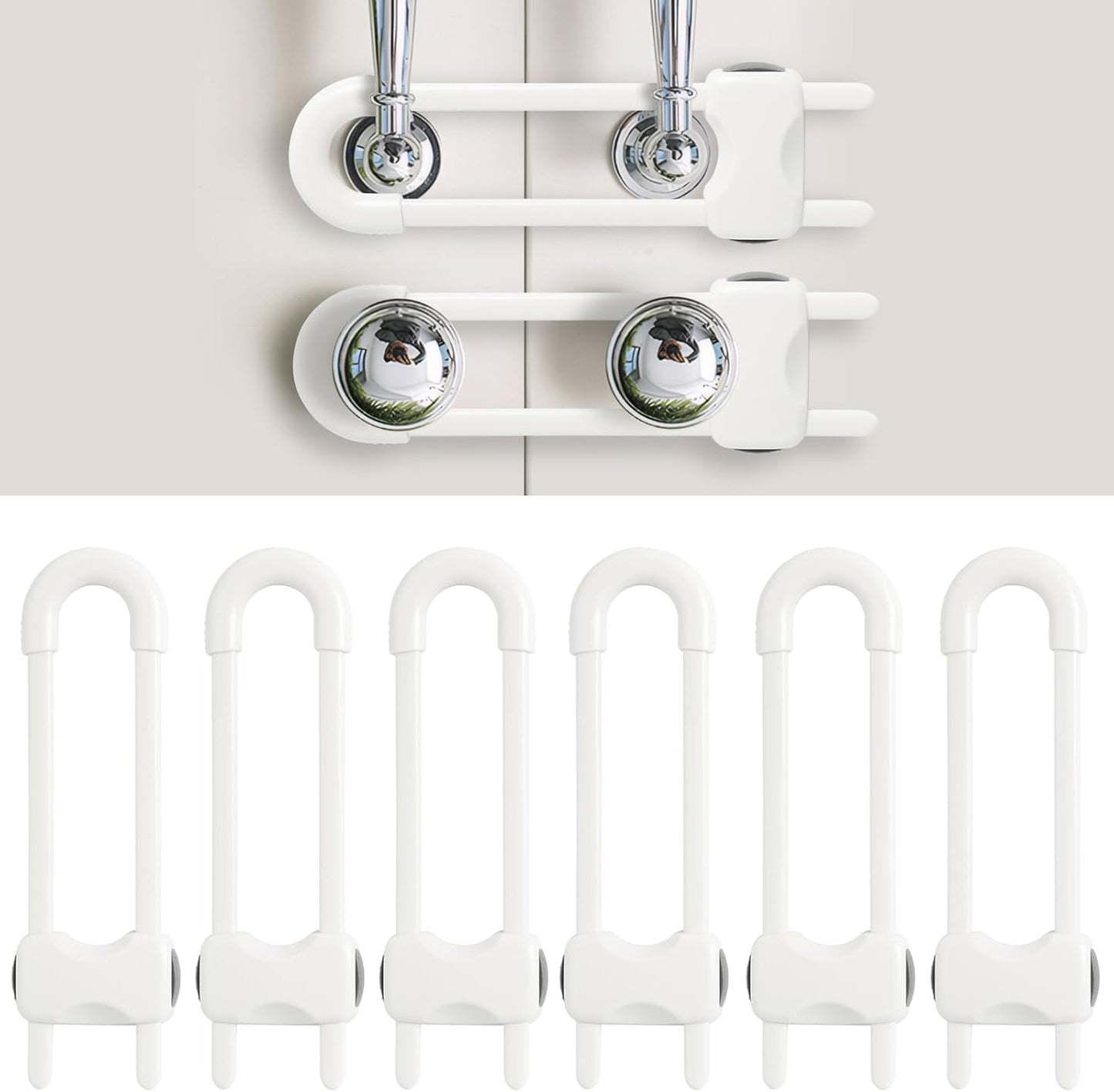 Reaeon adjustable U-shaped baby cabinet locks front view