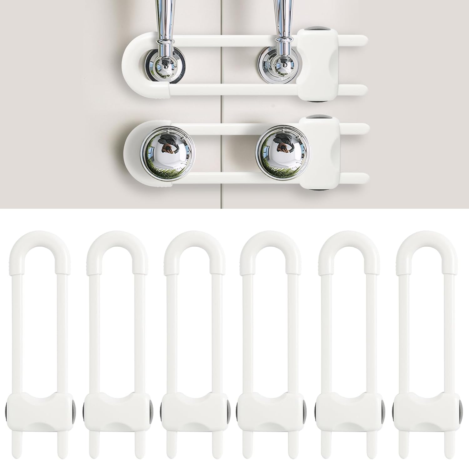 Reaeon adjustable U-shaped baby cabinet locks front view