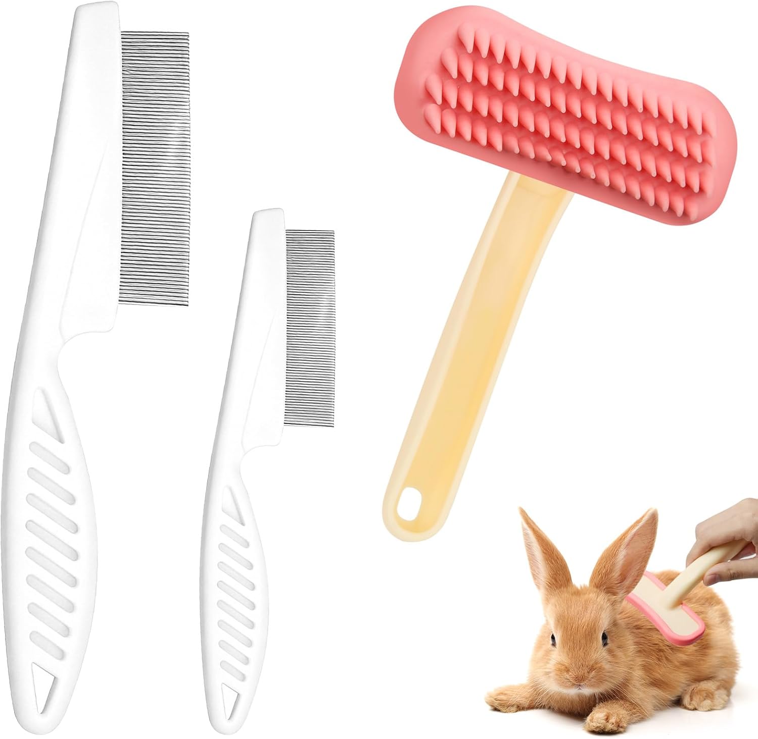 Rabbit Brush, Soft Silicone Small Animal Massage Comb, Practical Bunny Brush for Grooming, Bunny Grooming Kit Supplies Suitable for Cats Puppies & Other Pets - Image 9