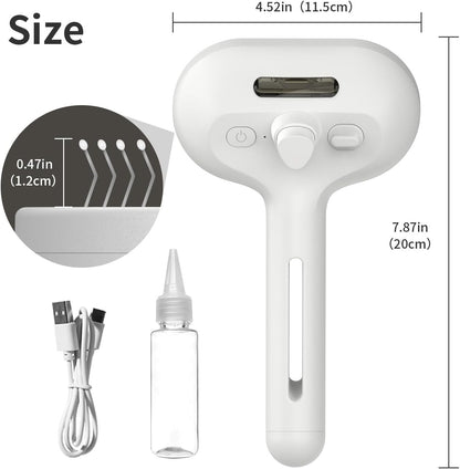 Complete packaging contents of HeroKitty steamy pet brush including USB charger