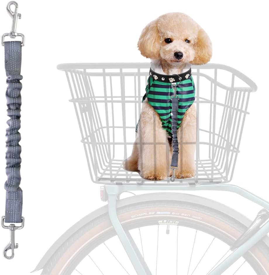 Dog Seat Belt for Bike Basket, Retractable Bicycle Dog Seatbelt, Elastic Pet Safety Leash Harness for Cat, Dog Leash Extension Attachment Shock Absorbing Lead Extension Absorber (Black) - Image 12