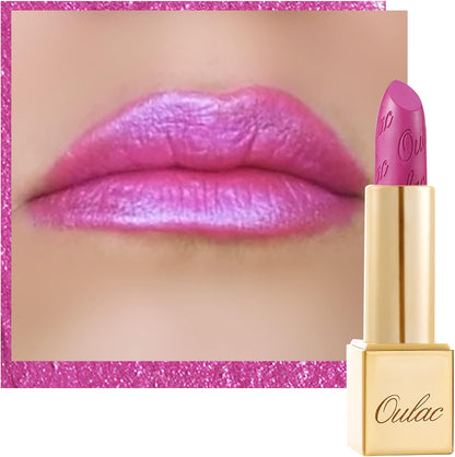 Oulac metallic shine lipstick in velocity 15 fuchsia pink shade for ladies and womens