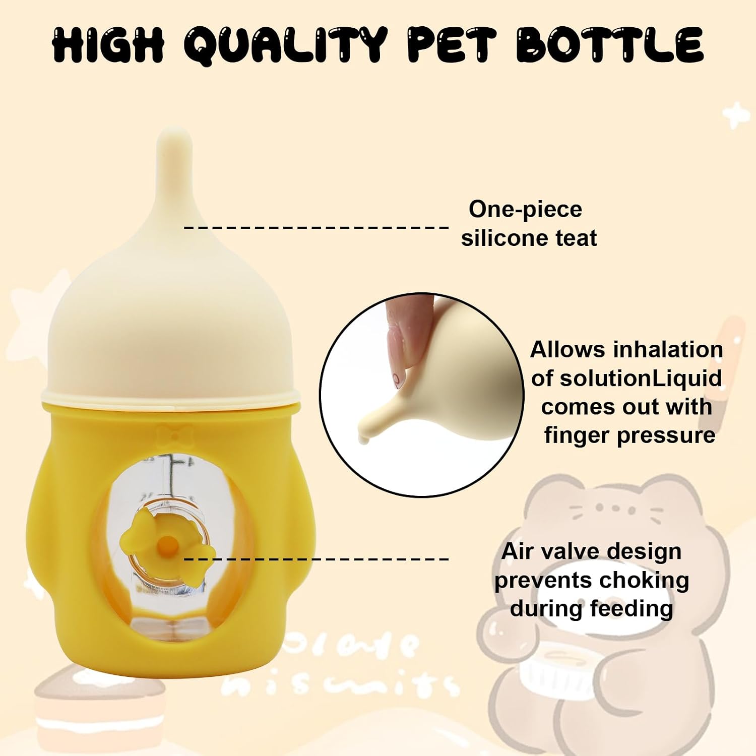 Lenpestia twenty-milliliter animal feeding bottle with soft silicone nipple for newborn pets.